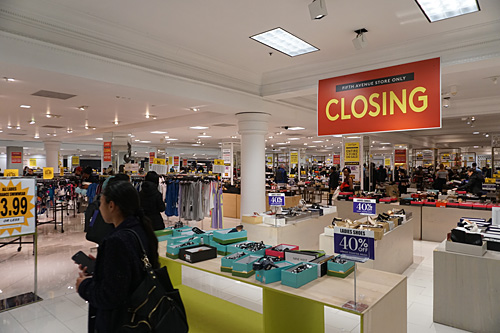 Lord and Taylor Closing, Liquidation Sale, NYC location, 2018