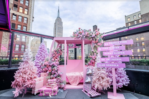 Moxy Times Square Hotel Goes Pink for the Holidays, Gondola