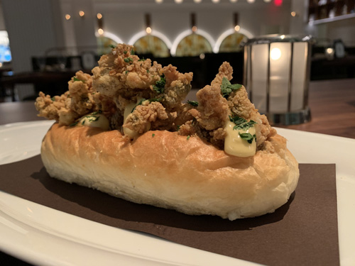 Dinner at Oceana in Midtown, NYC, Oyster Po Boy
