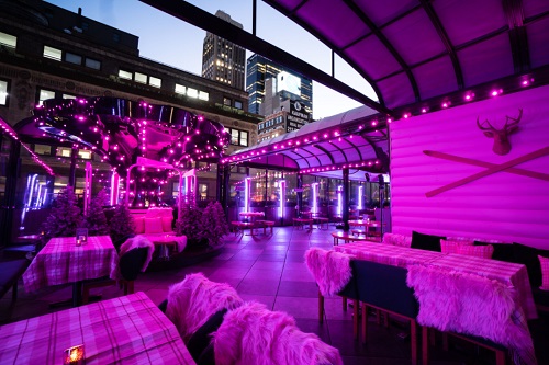 Magic Hour Rooftop Bar & Lounge transformed into The Pink Snow Lodge | NYC  News 